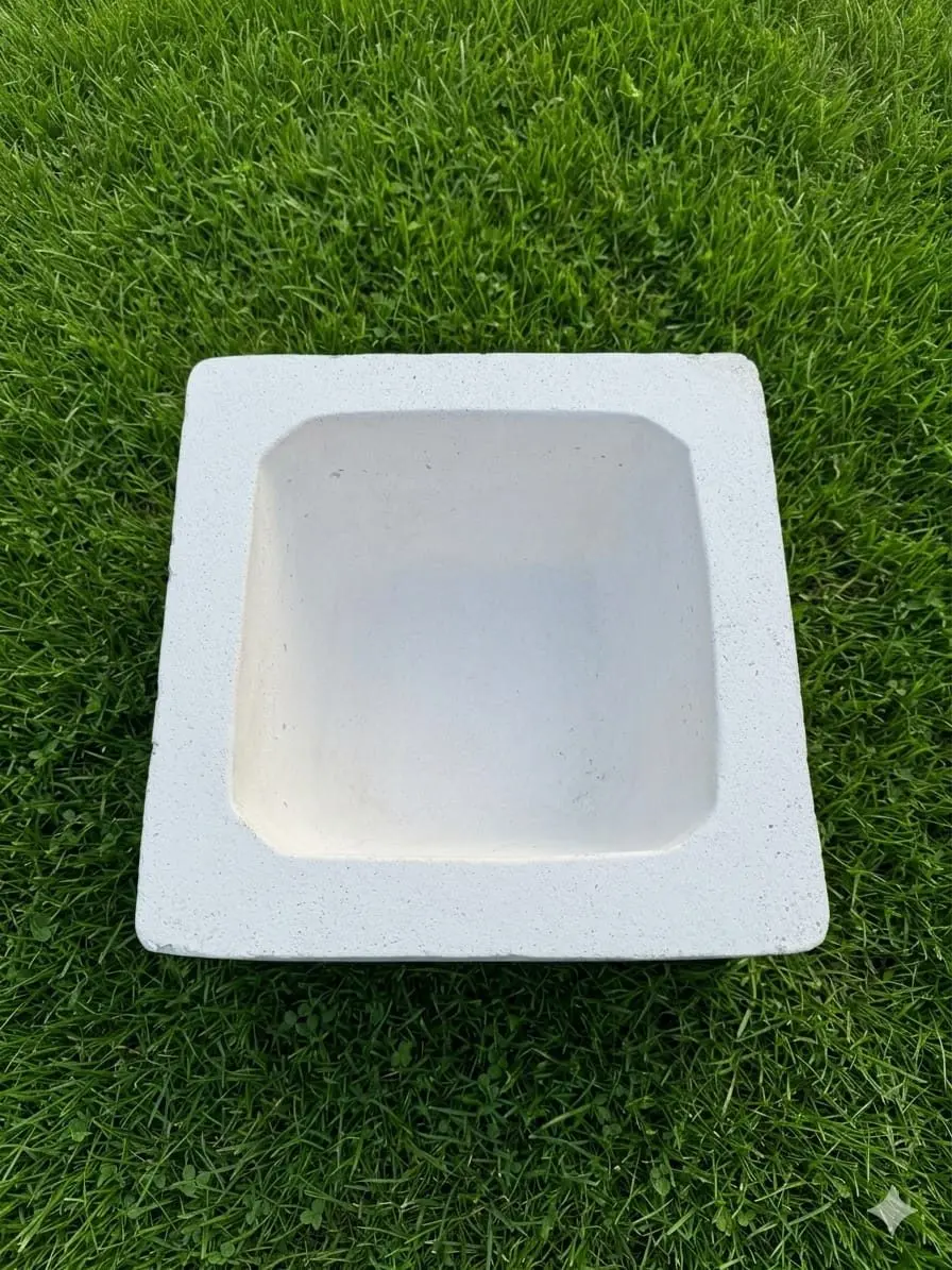 Jardiniere artizanale din ciment alb și praf de marmura 2