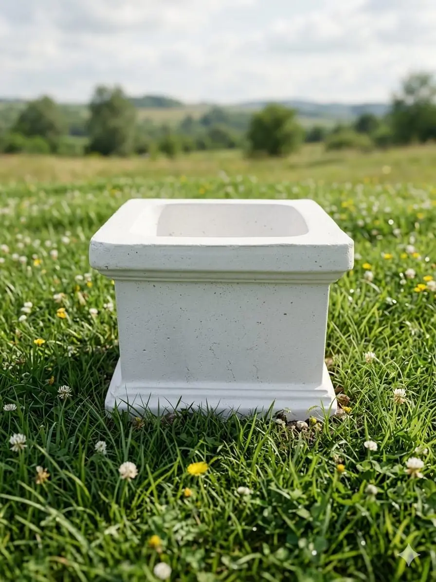 Jardiniere artizanale din ciment alb și praf de marmura 3